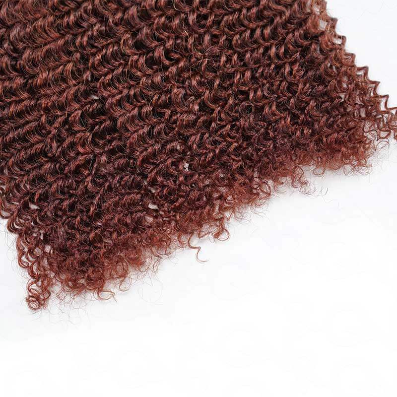 QVR Reddish Brown Human Crochet Hair Small Kinky Curly Machine Made #33B Feather Crochet Hairstyle - Image 10