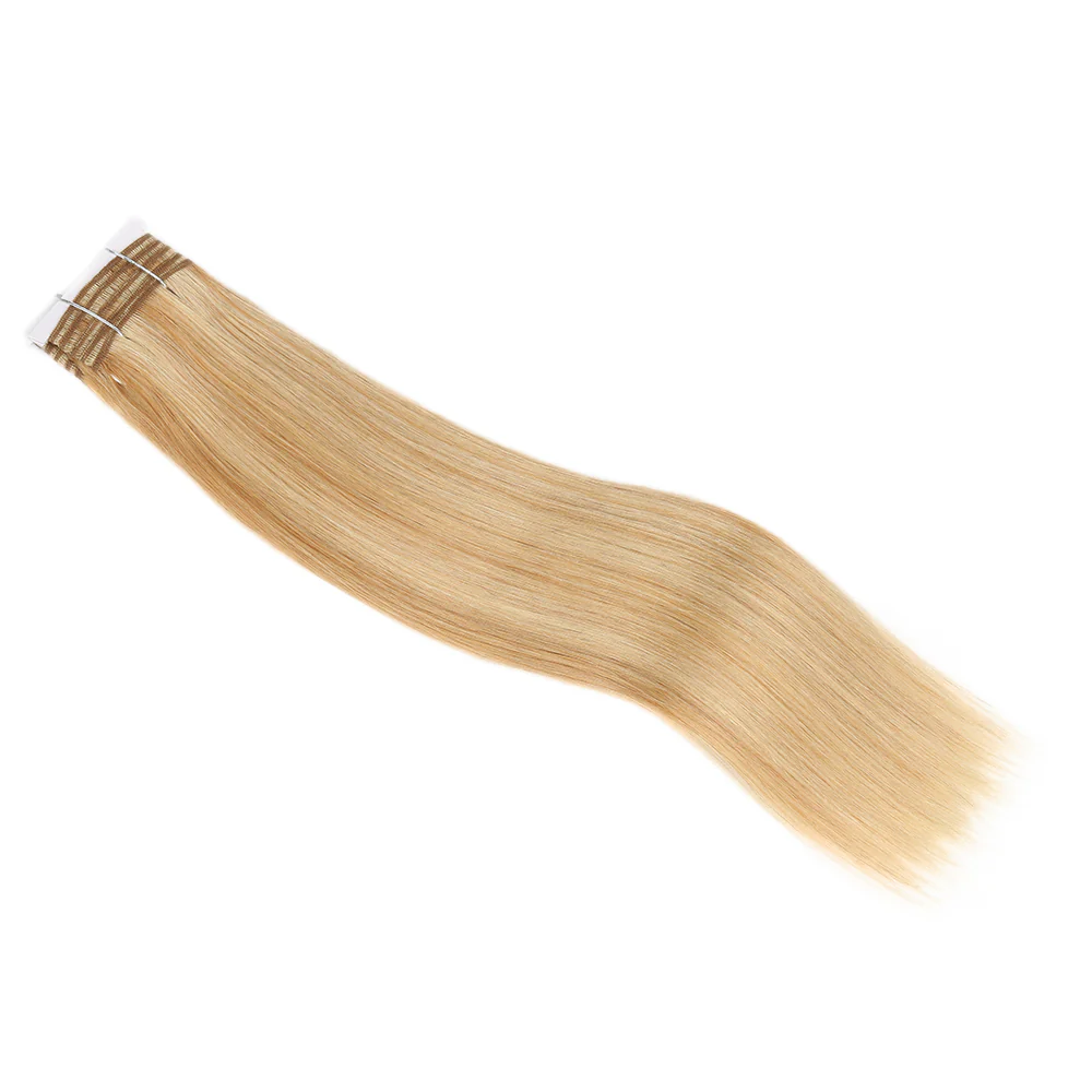QVR Remy Human Hair 3 Bundles Straight Human Hair Weave Piano Blonde Color 27/613 - Image 3