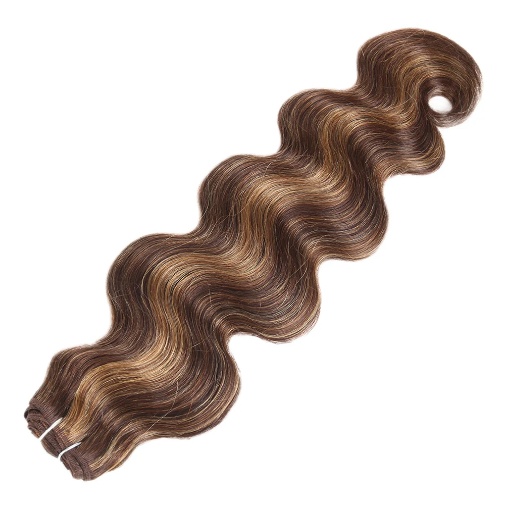 QVR Body Wave Weave 3 Bundles Virgin Human Hair Highlight Piano Brown Blonde Hair Bundles - Image 4