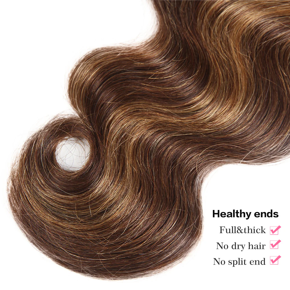QVR Body Wave Weave 3 Bundles Virgin Human Hair Highlight Piano Brown Blonde Hair Bundles - Image 8