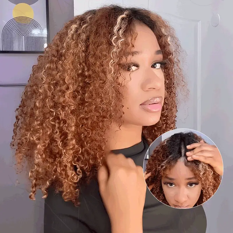 QVR Salt Pepper Kinky Curly V Part Wigs No Leave Out Invisible Lace Edge Human Hair Wig - Image 11
