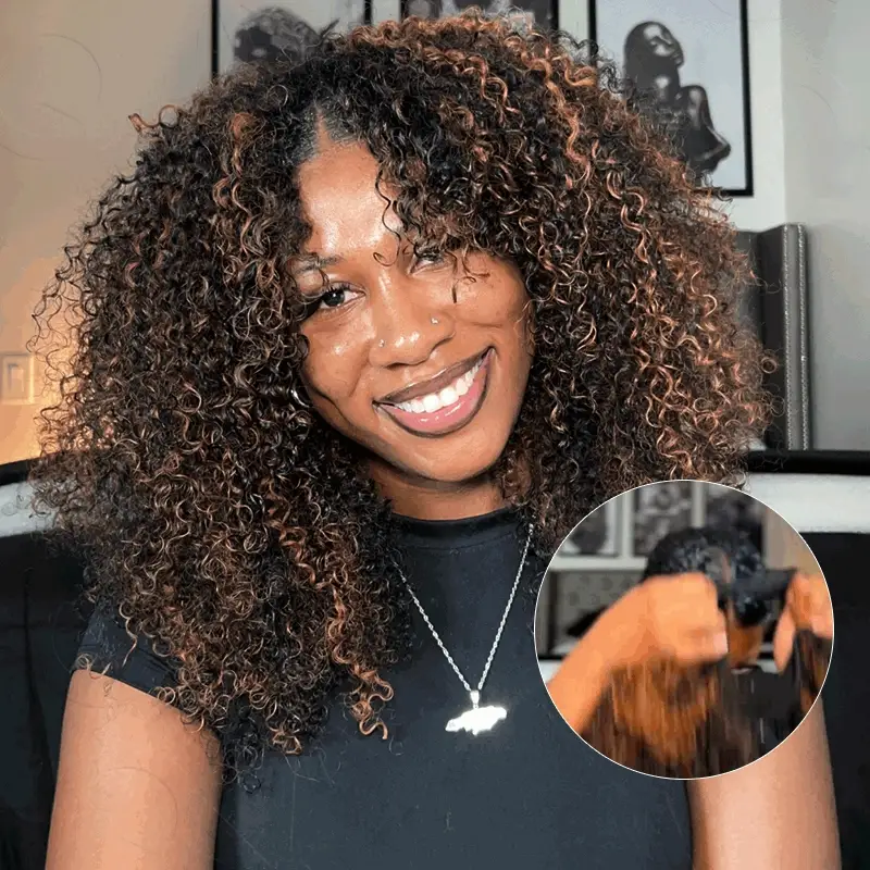 QVR Salt Pepper Kinky Curly V Part Wigs No Leave Out Invisible Lace Edge Human Hair Wig - Image 9