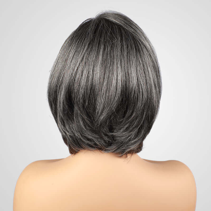 QVR Salt & Pepper Side Part Short Bob Wig Glueless 5X5 Lace Closure Wig - Image 8
