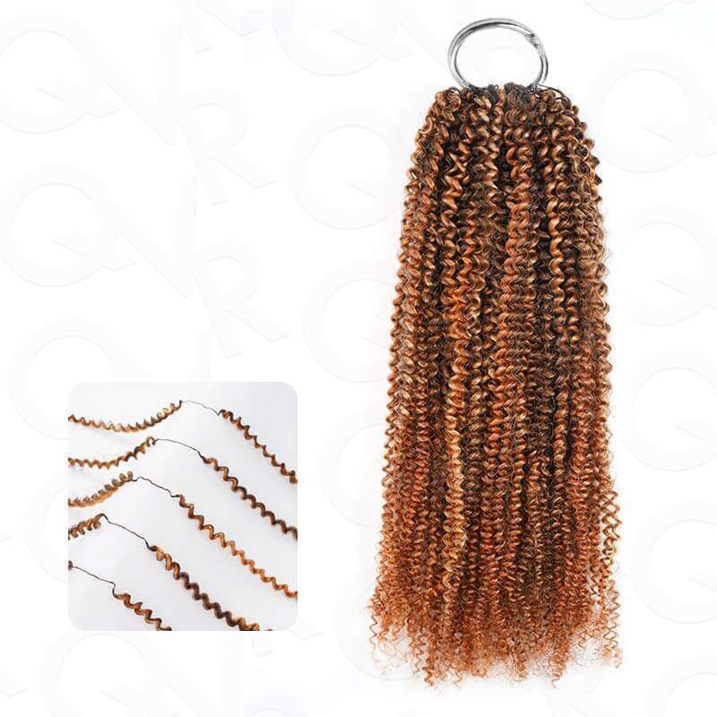 QVR Seamless Small Kinky Curly Feather Crochet Hair Highlight #P2/30 Machine Made Human Hair Extensions - Image 13