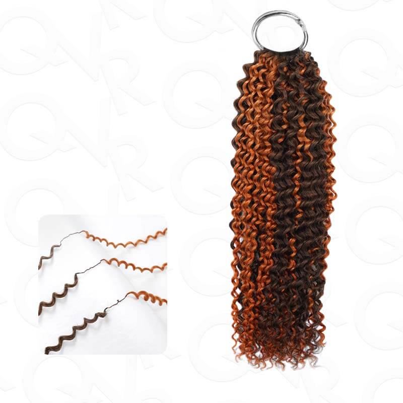 New User Only|QVR Seamless Small Kinky Curly Highlight #P4/27 Feather Crochet Human Hair - Image 11