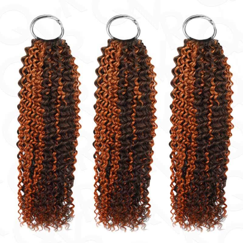 QVR Seamless Small Kinky Curly Feather Crochet Hair Highlight #P2/30 Machine Made Human Hair Extensions - Image 8