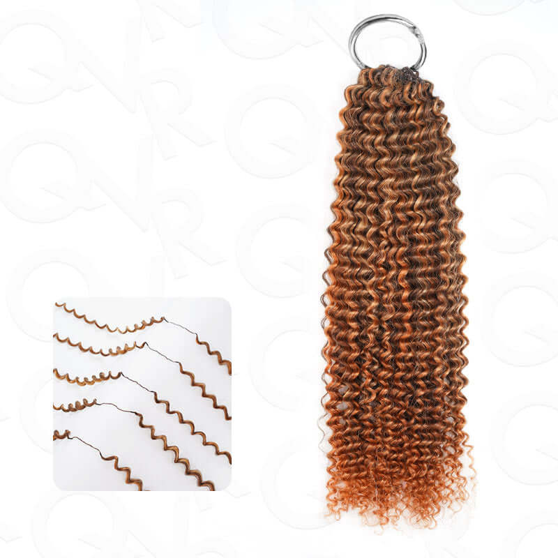 New User Only|QVR Seamless Small Kinky Curly Highlight #P4/27 Feather Crochet Human Hair - Image 15