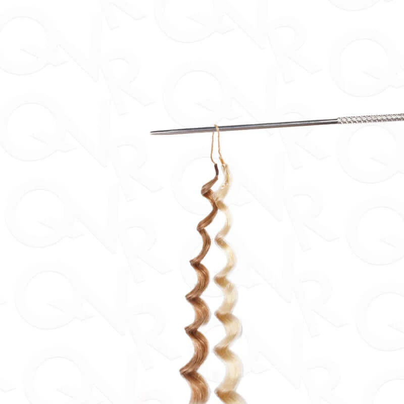 QVR Seamless Small Kinky Curly Feather Crochet Hair Highlight #P6/24 Machine Made Human Hair Extensions - Image 5