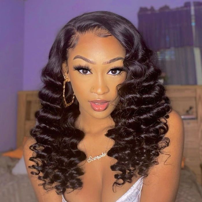 QVR Short Bob Loose Deep Wave Lace Frontal Wigs 180% Density - Image 2