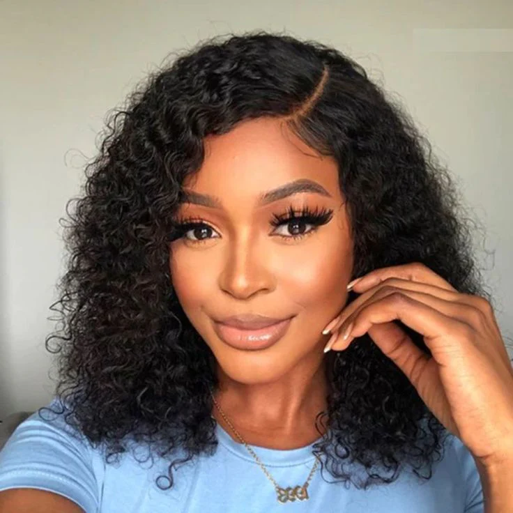 QVR Short Curly Bob Wigs 13x4 Lace Frontal Bob Wigs Human Hair Wigs - Image 3