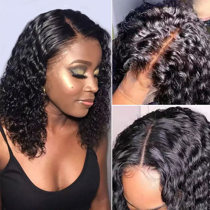 QVR Short Deep Wave Bob Wig 13x4/4x4 Lace Frontal Human Hair Wigs - Image 2