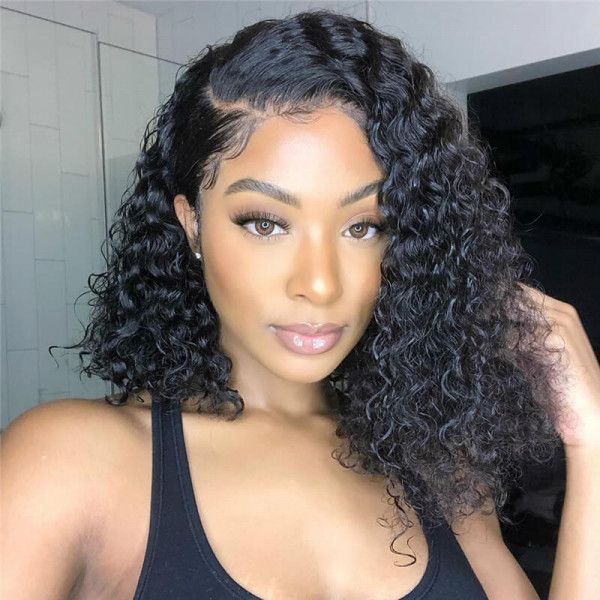 QVR Short Deep Wave Bob Wig 13x4/4x4 Lace Frontal Human Hair Wigs - Image 4