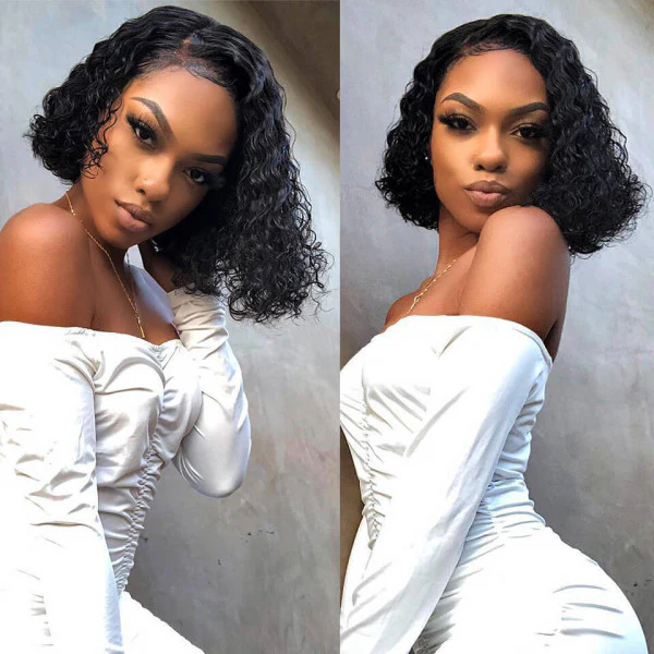 QVR Short Deep Wave Bob Wig 13x4/4x4 Lace Frontal Human Hair Wigs - Image 7