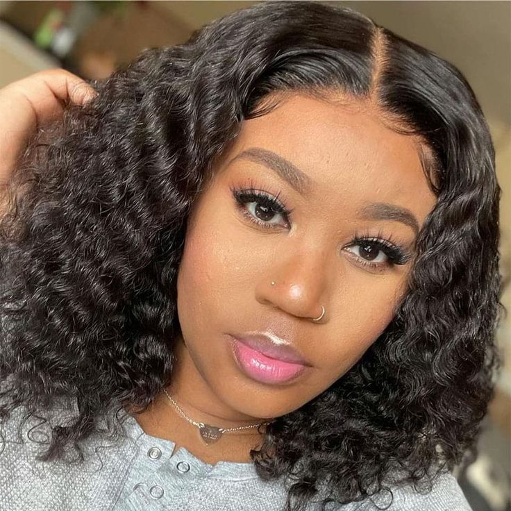 QVR Short Deep Wave Bob Wig 13x4/4x4 Lace Frontal Human Hair Wigs - Image 8