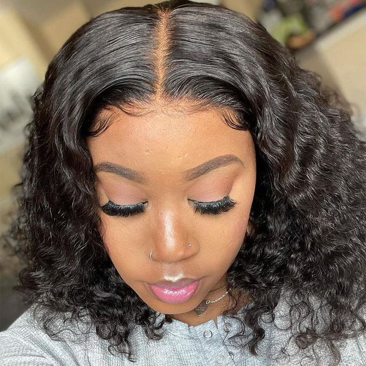 QVR Short Deep Wave Bob Wig 13x4/4x4 Lace Frontal Human Hair Wigs - Image 9