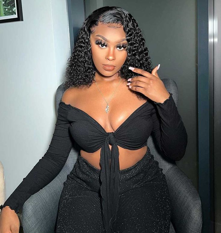 QVR Side Part Brazilian Human Hair Jerry Curly L Part Lace Front Bob Wig - Image 5
