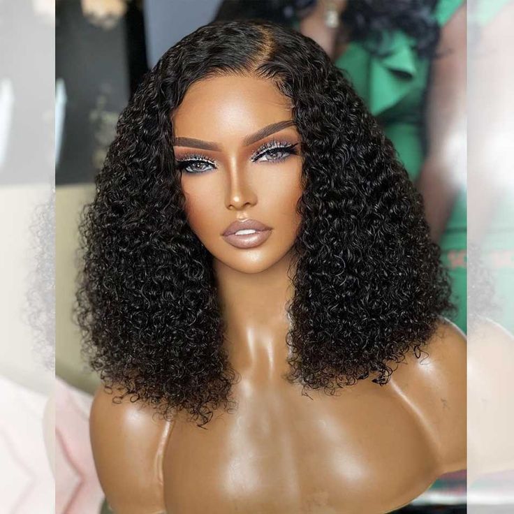 QVR Side Part Brazilian Human Hair Jerry Curly L Part Lace Front Bob Wig - Image 6
