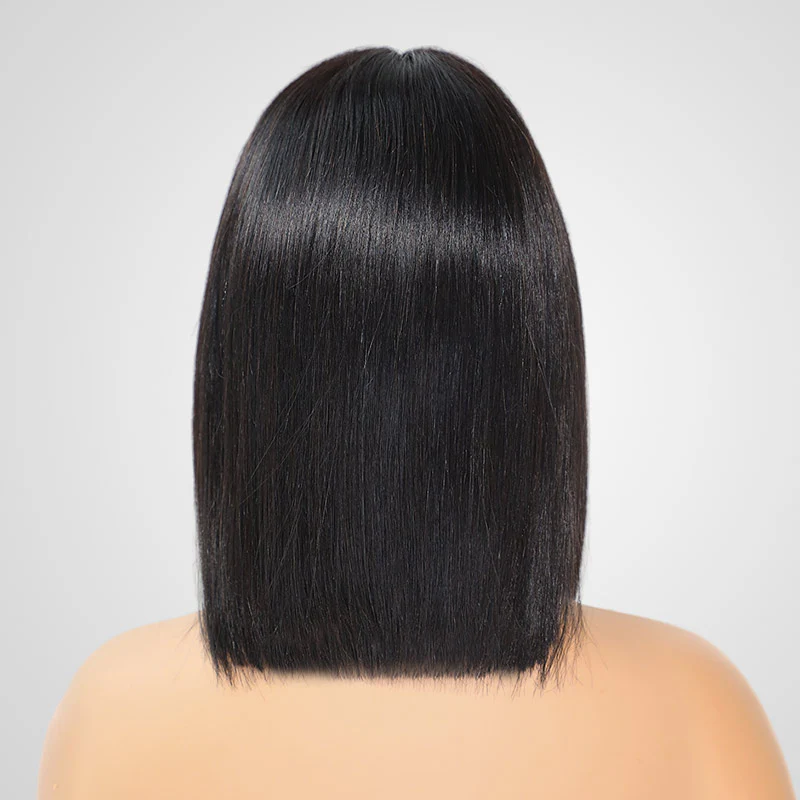 QVR Silk Straight 99J Color Machine Made Bob Wig With Bangs Straight Human Hair Wigs No Lace - Image 9