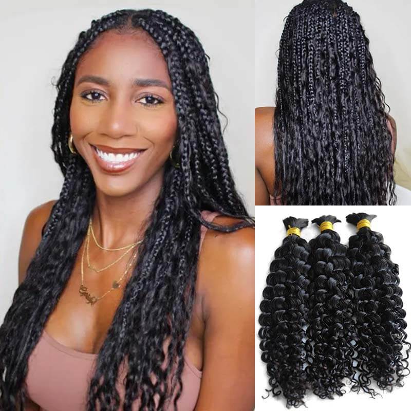 QVR Silk Straight Bulk Hair Extensions for Boho Knotless Braiding - Image 13