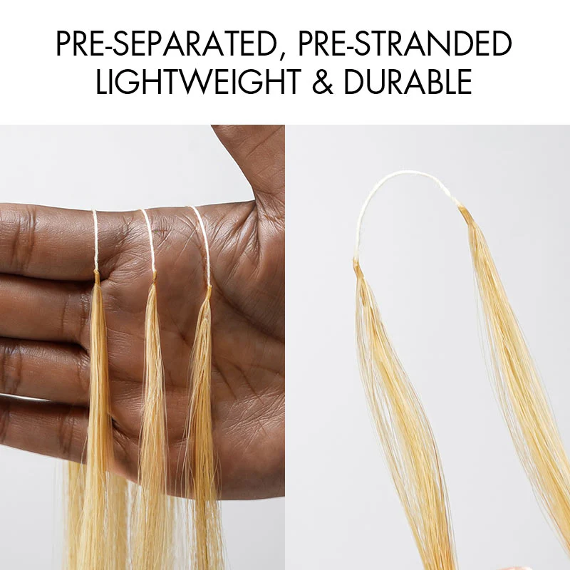 QVR Silk Straight Feather Crochet Human Hair Golden Blonde Color #24 Machine Made Crochet Weave Hair Extensions - Image 3