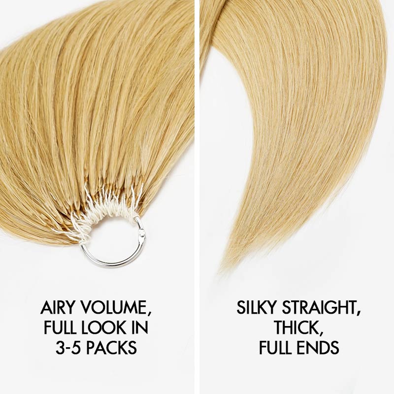 QVR Silk Straight Feather Crochet Human Hair Golden Blonde Color #24 Machine Made Crochet Weave Hair Extensions - Image 4