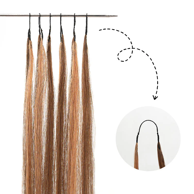 QVR Silk Straight Feather Crochet Human Hair Highlight #P4/27 Machine Made Crochet Weave Hair Extensions - Image 3