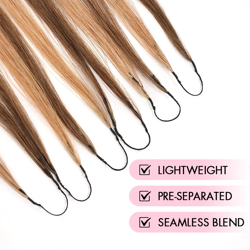 QVR Silk Straight Feather Crochet Human Hair Highlight #P4/27 Machine Made Crochet Weave Hair Extensions - Image 5