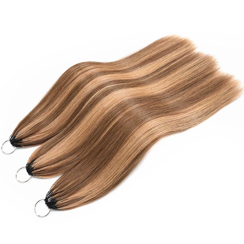 QVR Silk Straight Feather Crochet Human Hair Highlight #P4/27 Machine Made Crochet Weave Hair Extensions - Image 6