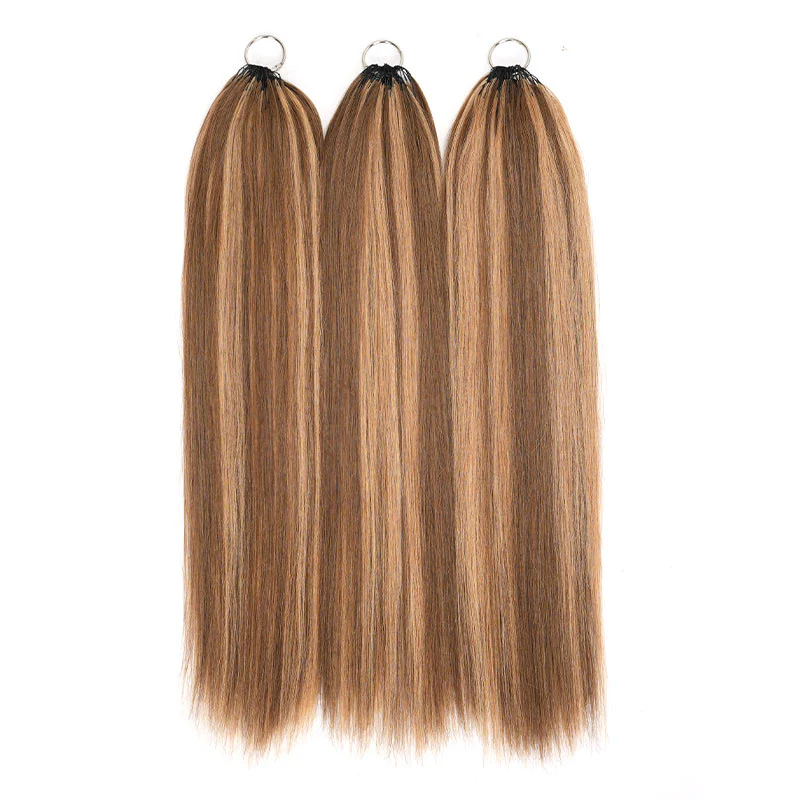 QVR Silk Straight Feather Crochet Human Hair Highlight #P4/27 Machine Made Crochet Weave Hair Extensions - Image 7