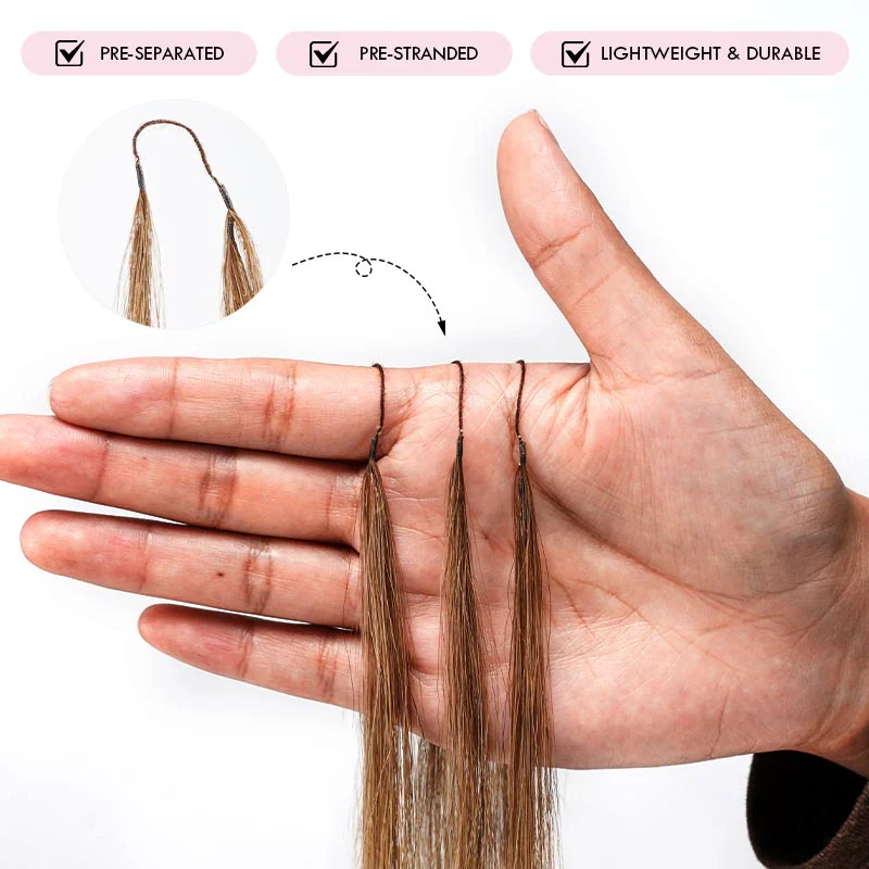 QVR Silk Straight Feather Crochet Human Hair Light Brown #6 Machine Made Crochet Weave Hair Extensions - Image 3