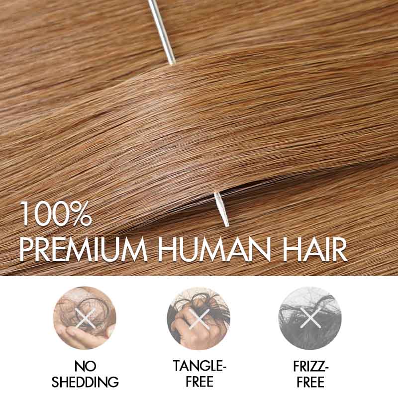 QVR Silk Straight Feather Crochet Human Hair Light Brown #6 Machine Made Crochet Weave Hair Extensions - Image 5