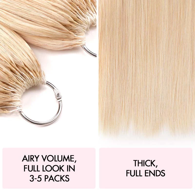 QVR Silk Straight Feather Crochet Human Hair Platinum Blonde #1001 Machine Made Crochet Weave Hair Extensions - Image 3