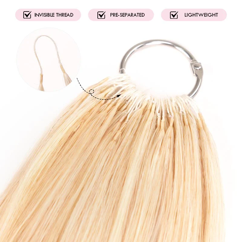 QVR Silk Straight Feather Crochet Human Hair Platinum Blonde #1001 Machine Made Crochet Weave Hair Extensions - Image 4