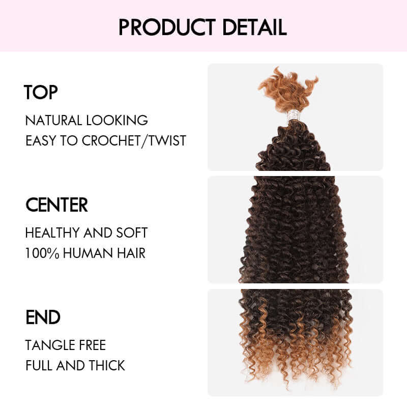 QVR Spring Twist Crochet Human Hair Ombre T1B/30 Afro Kinky Curly Braiding Hair Extension - Image 4
