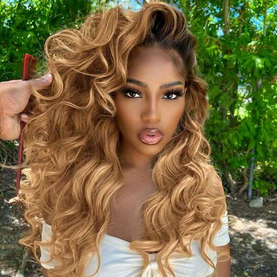 QVR Straight 1B/27 Honey Blonde 4x4 Lace Closure Wigs with Dark Roots For Black Women Human Hair Wigs - Image 6