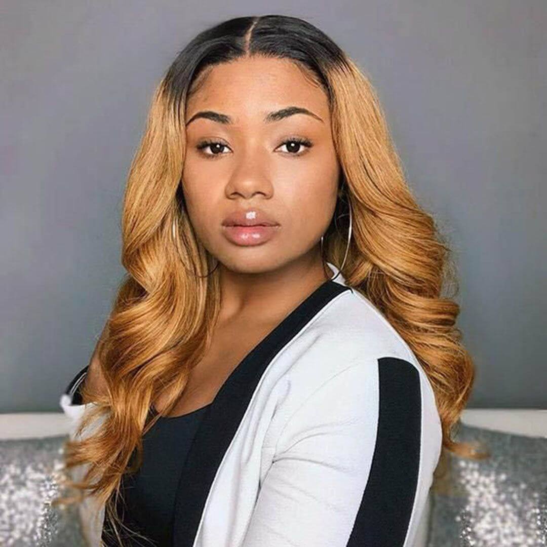 QVR Straight 1B/27 Honey Blonde 4x4 Lace Closure Wigs with Dark Roots For Black Women Human Hair Wigs - Image 7