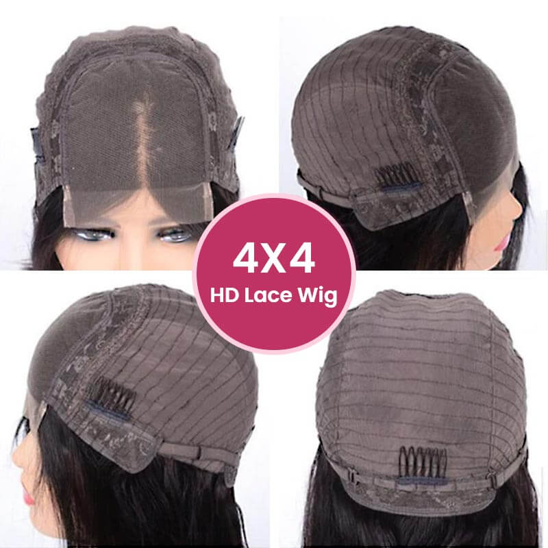 QVR Straight 1B/27 Honey Blonde 4x4 Lace Closure Wigs with Dark Roots For Black Women Human Hair Wigs - Image 9