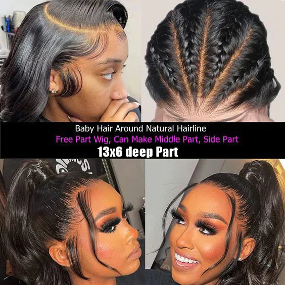 QVR Straight Hair Wig Virgin Human Hair Wigs 13x6 HD Transparent Lace Frontal Wigs Natural Black Color - Image 7