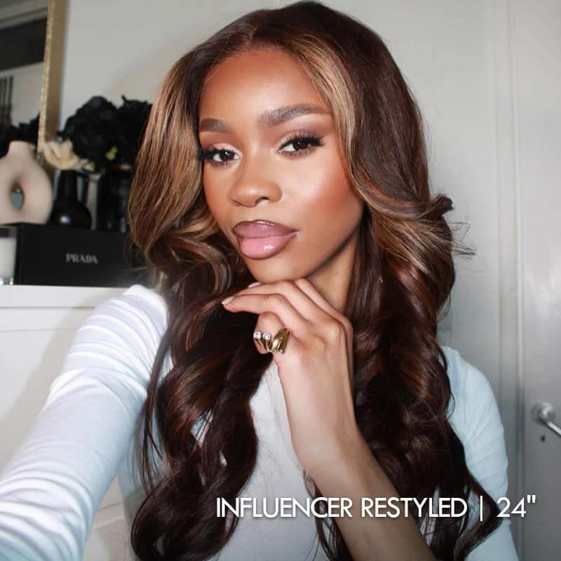 QVR Straight Layer Cut Highlight 4/27/30 Color Human Hair Lace Wigs - Image 2