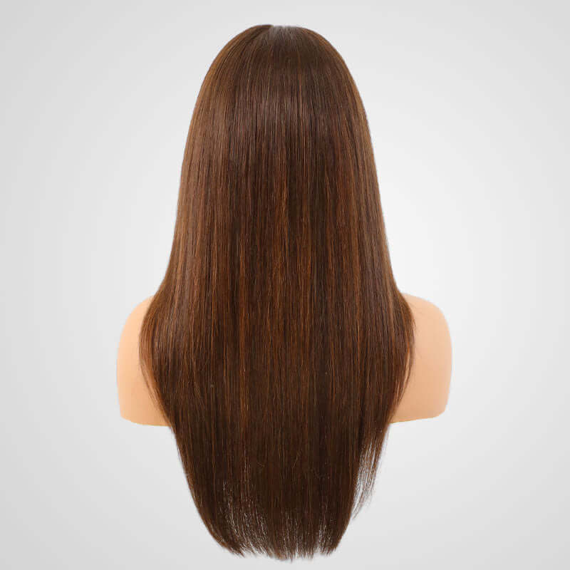 QVR Straight Layer Cut Highlight 4/27/30 Color Human Hair Lace Wigs - Image 6