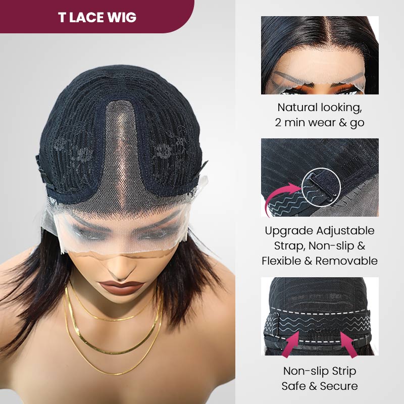 QVR Straight Short Bob Wigs Pre Plucked 4x4 Lace Closure Human Hair Wigs 180% Density - Image 8