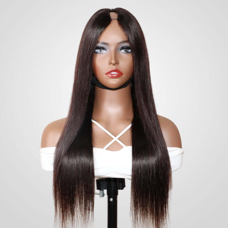QVR Straight V Part Wig Virgin Remy Human Hair Soft Silky Straight Wigs Human Hair Wig - Image 4
