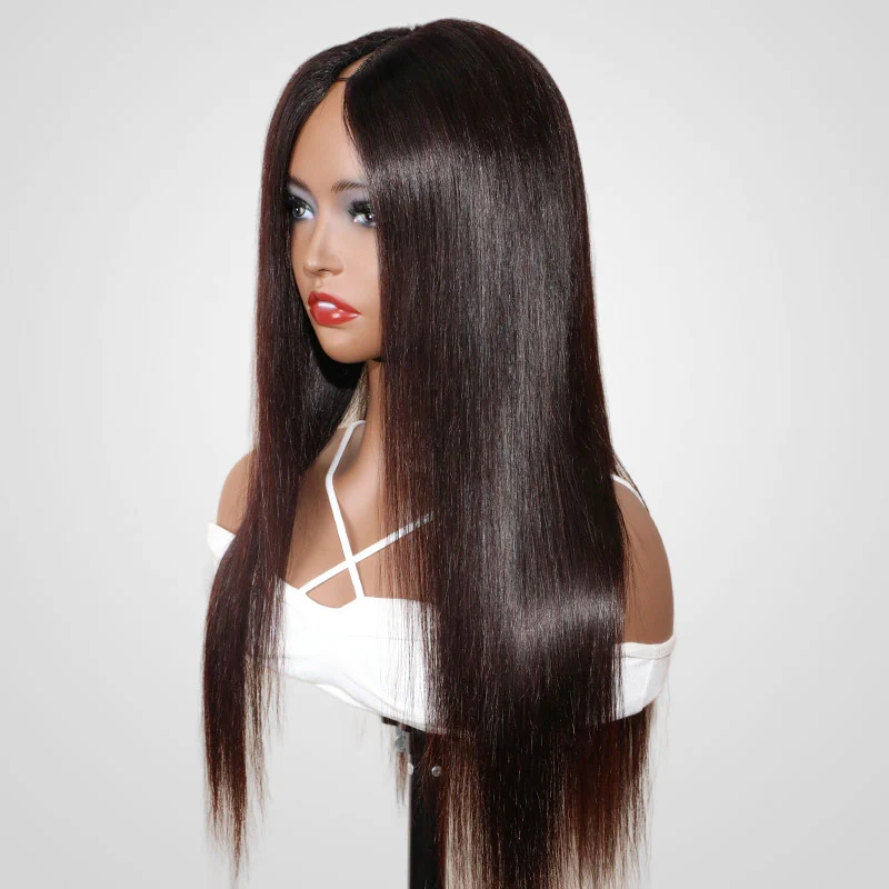 QVR Straight V Part Wig Virgin Remy Human Hair Soft Silky Straight Wigs Human Hair Wig - Image 5