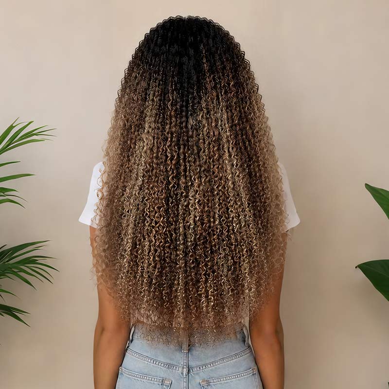 QVR Sun-Kissed Blonde Mixed Highlights Feather Crochet Human Hair Burmese Kinky Curly Miracle Knots Crochet Weave Hair Extensions - Image 3