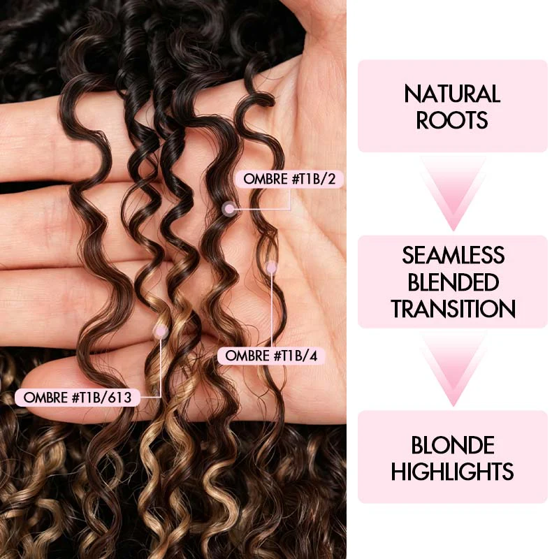 QVR Sun-Kissed Blonde Mixed Highlights Feather Crochet Human Hair Burmese Kinky Curly Miracle Knots Crochet Weave Hair Extensions - Image 6