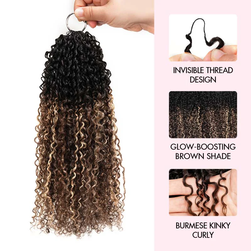 QVR Sun-Kissed Blonde Mixed Highlights Feather Crochet Human Hair Burmese Kinky Curly Miracle Knots Crochet Weave Hair Extensions - Image 7
