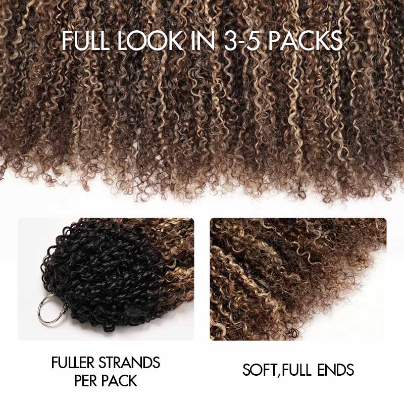 QVR Sun-Kissed Blonde Mixed Highlights Feather Crochet Human Hair Burmese Kinky Curly Miracle Knots Crochet Weave Hair Extensions - Image 8