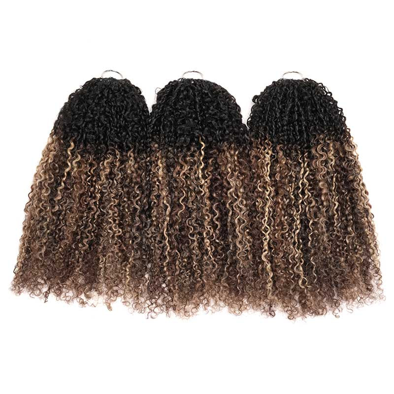 QVR Sun-Kissed Blonde Mixed Highlights Feather Crochet Human Hair Burmese Kinky Curly Miracle Knots Crochet Weave Hair Extensions - Image 9