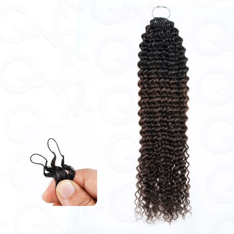 QVR Bright Brown #35D Human Crochet Hair Small Kinky Curly Machine Made Feather Crochet Hairstyle - Image 14