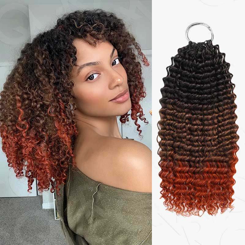 QVR Ombre #T1B/30/27 Small Kinky Curly Machine Made Feather Crochet Human Hair Extensions - Image 19